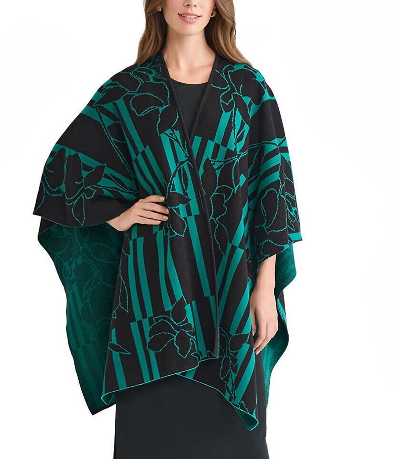 Ming Wang Hope Floral Pattern Cozy Knit Wrap