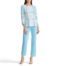 Ming Wang Interwoven Soft Knit Boat Neck Bracelet Sleeve Tunic