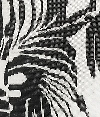 Ming Wang Jacquard Knit Abstract Zebra Print V-Neck Short Sleeve Fit-And-Flare Dress