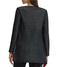 Ming Wang Jacquard Knit Filigree Round Neck Long Sleeve Jacket