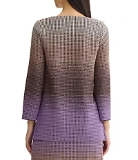 Ming Wang Jacquard Knit Ombre Print Square Neck Bracelet Sleeve Tunic