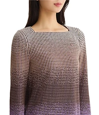 Ming Wang Jacquard Knit Ombre Print Square Neck Bracelet Sleeve Tunic