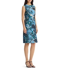 Ming Wang Jacquard Novelty Woven Abstract Print Crew Neck Sleeveless Coordinating Dress