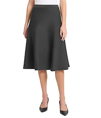 Ming Wang Knit Elastic Waist A-line Midi Skirt