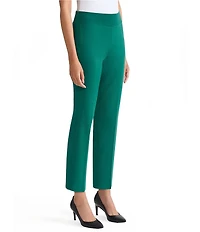 Ming Wang Knit Elastic Waist Straight Leg Pull-On Ankle Pants