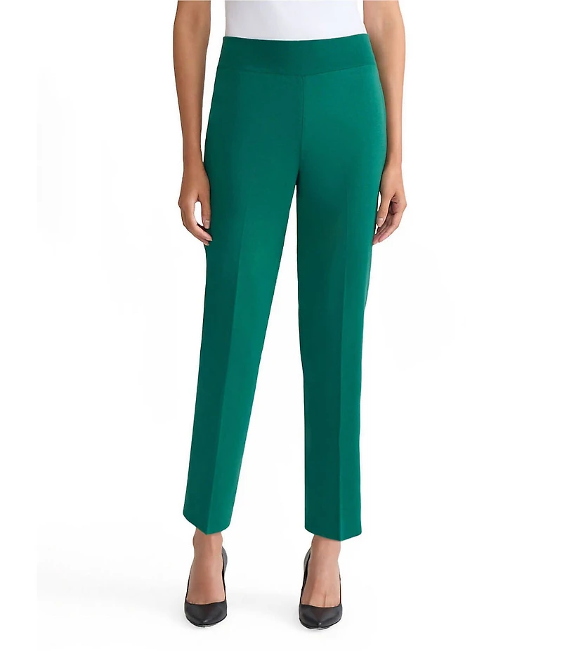 Ming Wang Knit Elastic Waist Straight Leg Pull-On Ankle Pants