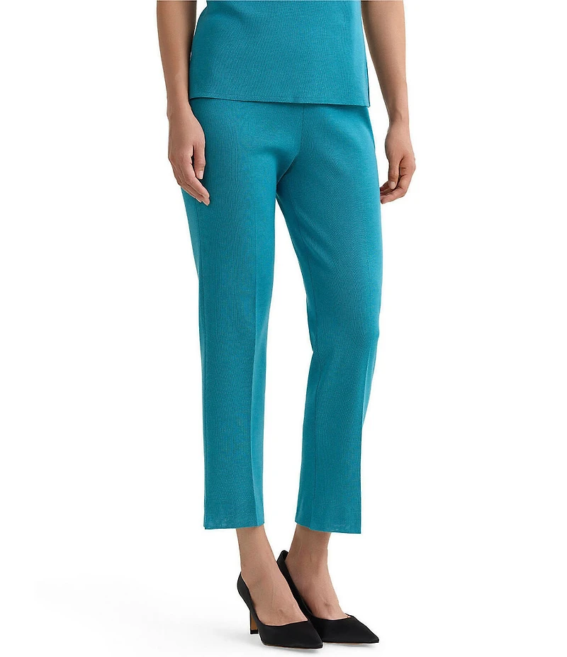 Ming Wang Knit Flat Front Straight Leg Pull-On Pants
