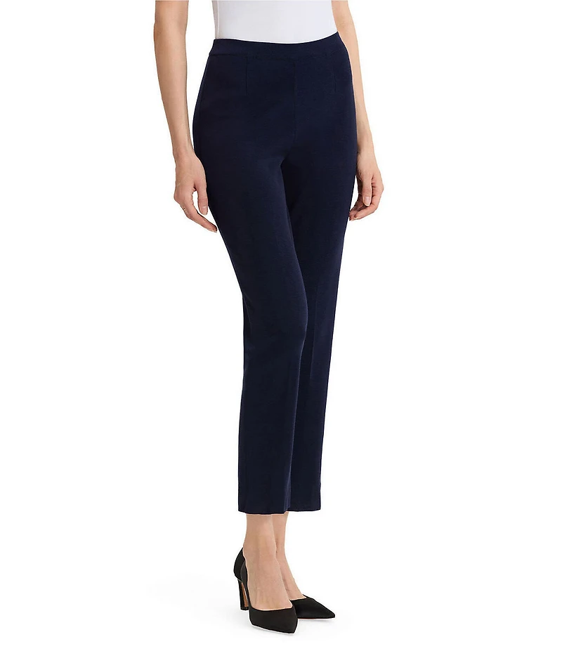 Ming Wang Knit Flat Front Straight Leg Pull-On Pants