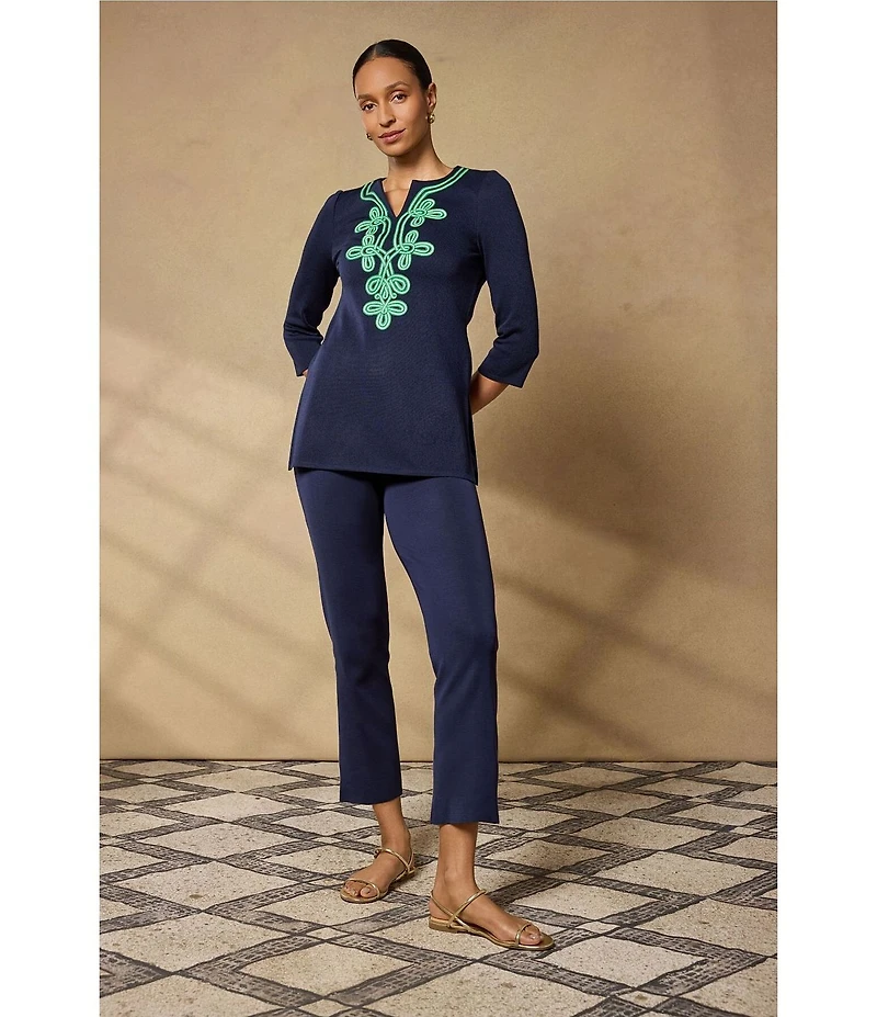Ming Wang Knit Flat Front Straight Leg Pull-On Pants
