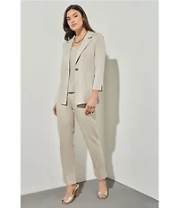 Ming Wang Knit Flat Front Straight Leg Pull-On Pants