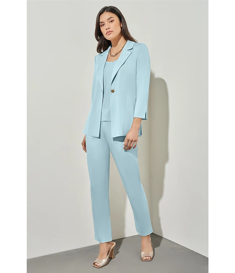 Ming Wang Knit Flat Front Straight Leg Pull-On Pants