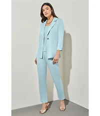 Ming Wang Knit Flat Front Straight Leg Pull-On Pants