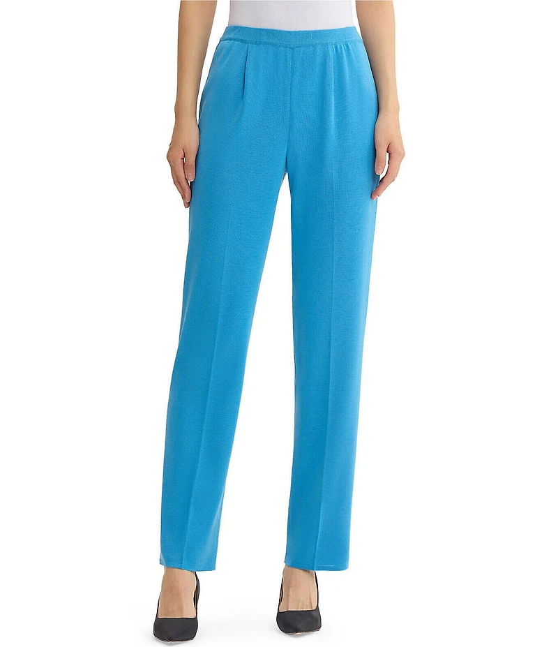 Ming Wang Knit Mid Rise Straight Leg Pants
