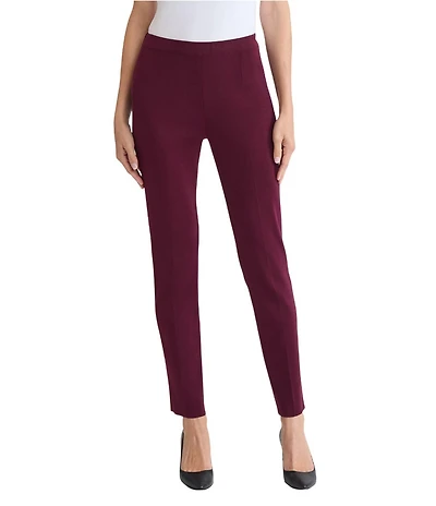 Ming Wang Knit Mid-Rise Straight-Leg Pant