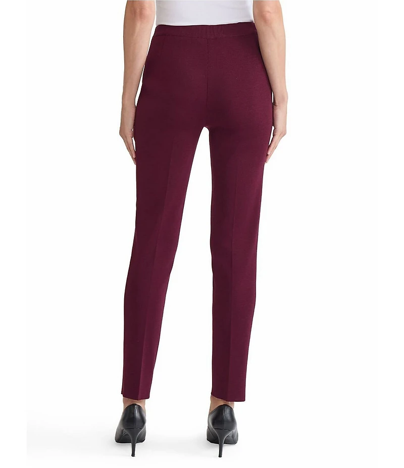 Ming Wang Knit Mid-Rise Straight-Leg Pant