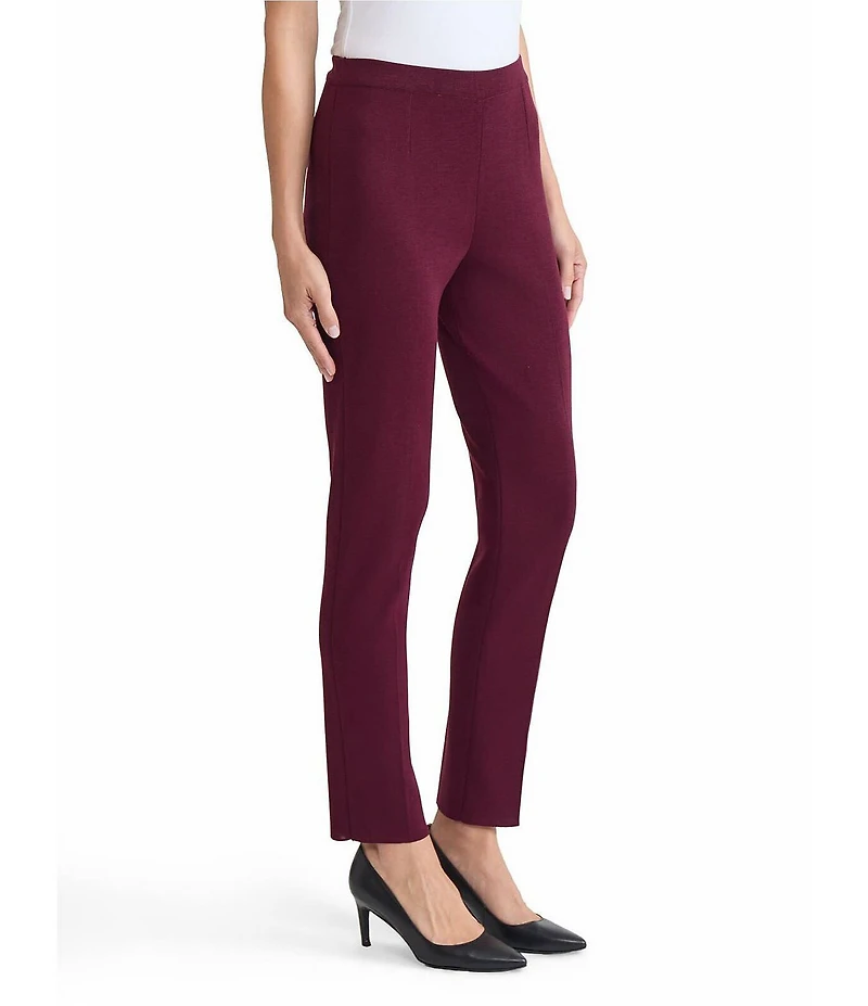 Ming Wang Knit Mid-Rise Straight-Leg Pant