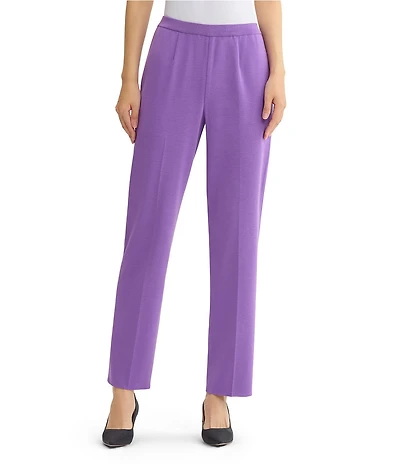 Ming Wang Knit Mid Rise Straight Leg Pants