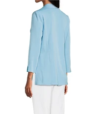 Ming Wang Knit Notch Lapel Bracelet Sleeve Single-Button Jacket