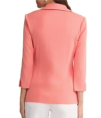 Ming Wang Knit Notch Lapel Bracelet Sleeve Single-Button Jacket