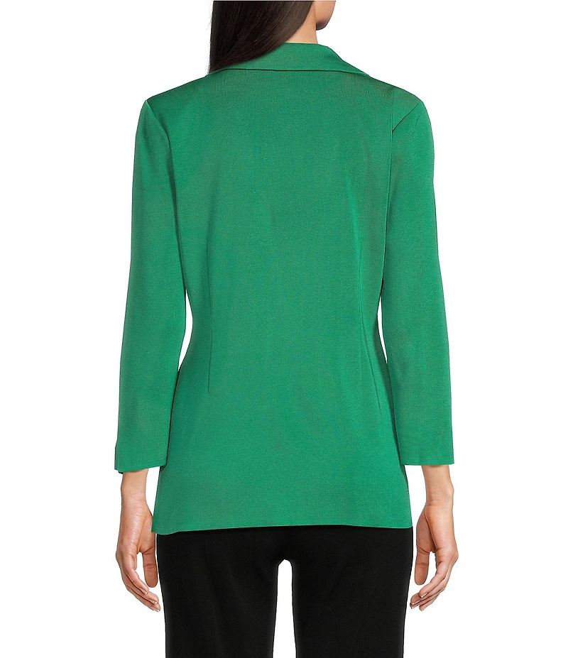 Ming Wang Knit Notch Lapel Bracelet Sleeve Single-Button Jacket