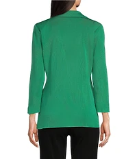 Ming Wang Knit Notch Lapel Bracelet Sleeve Single-Button Jacket