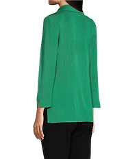 Ming Wang Knit Notch Lapel Bracelet Sleeve Single-Button Jacket