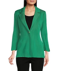 Ming Wang Knit Notch Lapel Bracelet Sleeve Single-Button Jacket