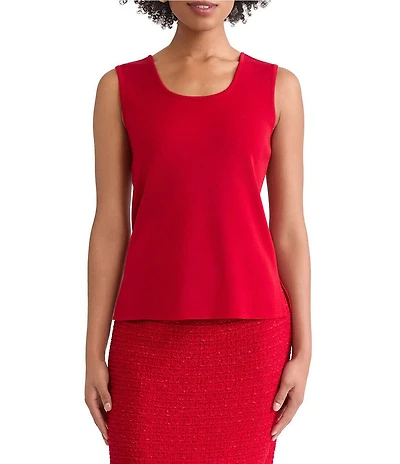 Ming Wang Knit Scoop Neck Sleeveless Mid Length Tank