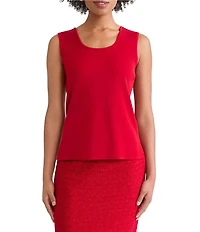 Ming Wang Knit Scoop Neck Sleeveless Mid Length Tank