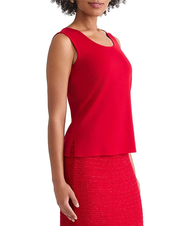 Ming Wang Knit Scoop Neck Sleeveless Mid Length Tank