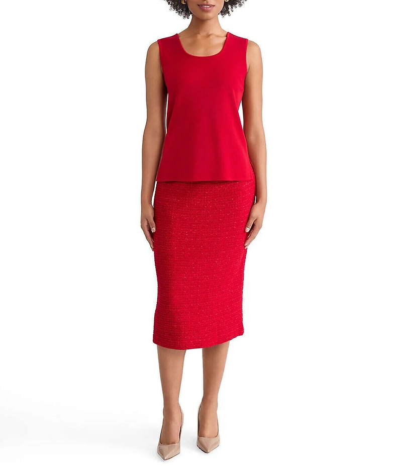 Ming Wang Knit Scoop Neck Sleeveless Mid Length Tank