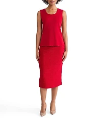 Ming Wang Knit Scoop Neck Sleeveless Mid Length Tank