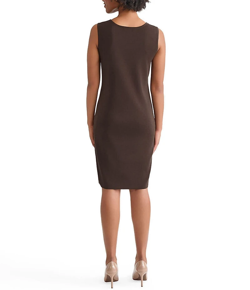 Ming Wang Knit Scoop Neck Sleeveless Sheath Dress