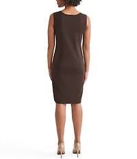 Ming Wang Knit Scoop Neck Sleeveless Sheath Dress