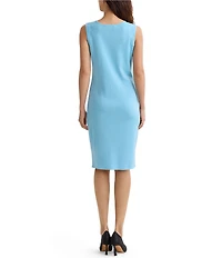 Ming Wang Knit Scoop Neck Sleeveless Sheath Dress