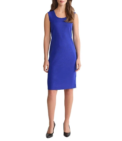 Ming Wang Knit Scoop Neck Sleeveless Sheath Dress