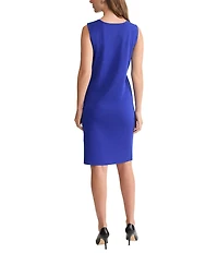Ming Wang Knit Scoop Neck Sleeveless Sheath Dress