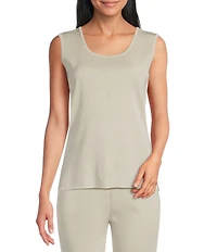 Ming Wang Knit Scoop Neck Sleeveless Tank