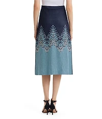 Ming Wang Linear Ombre Soft Knit Pull-On A-Line Skirt