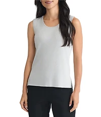 Ming Wang Lurex Knit Scoop Neck Sleeveless Tank
