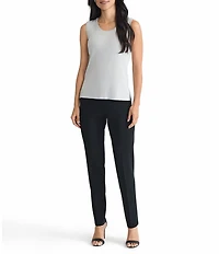 Ming Wang Lurex Knit Scoop Neck Sleeveless Tank