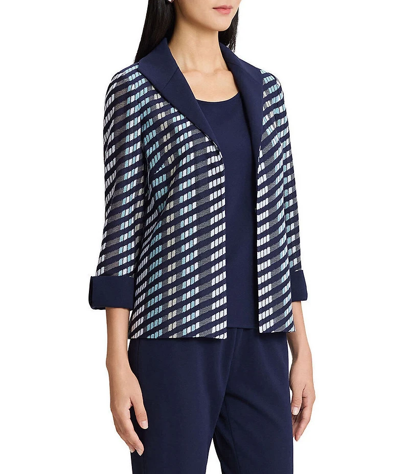 Ming Wang Mixed-Media Wing Collar Cuffed Bracelet Sleeve Jacket