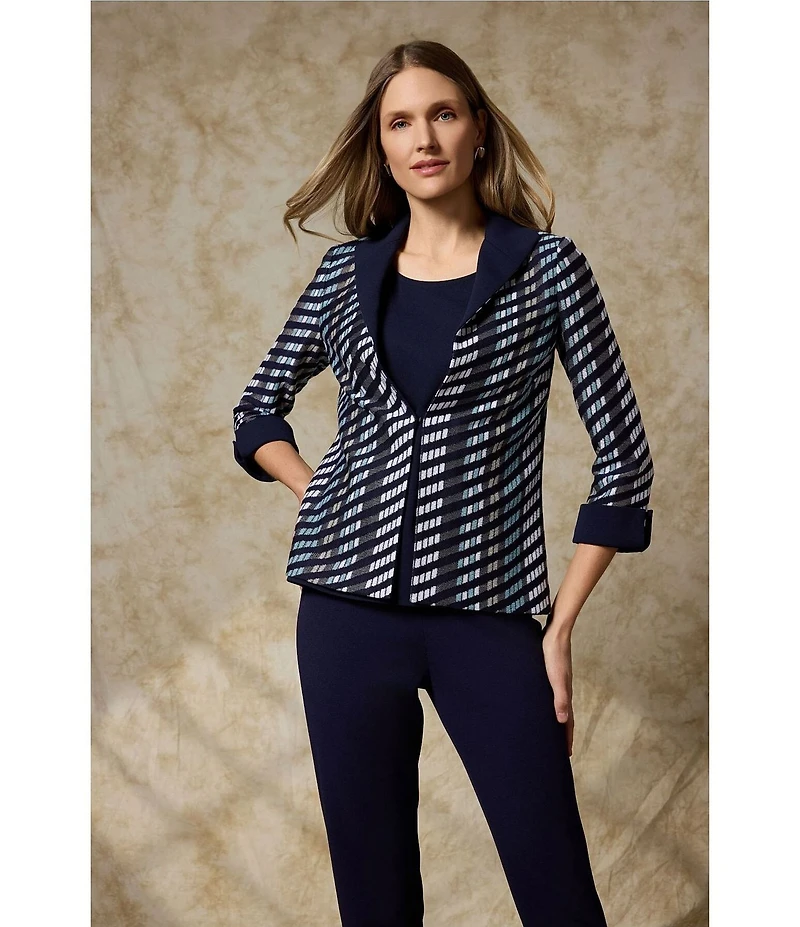 Ming Wang Mixed-Media Wing Collar Cuffed Bracelet Sleeve Jacket