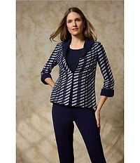 Ming Wang Mixed-Media Wing Collar Cuffed Bracelet Sleeve Jacket