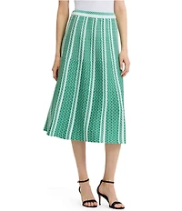 Ming Wang Coordinating Multi-Pattern Soft Knit A-Line Midi Skirt