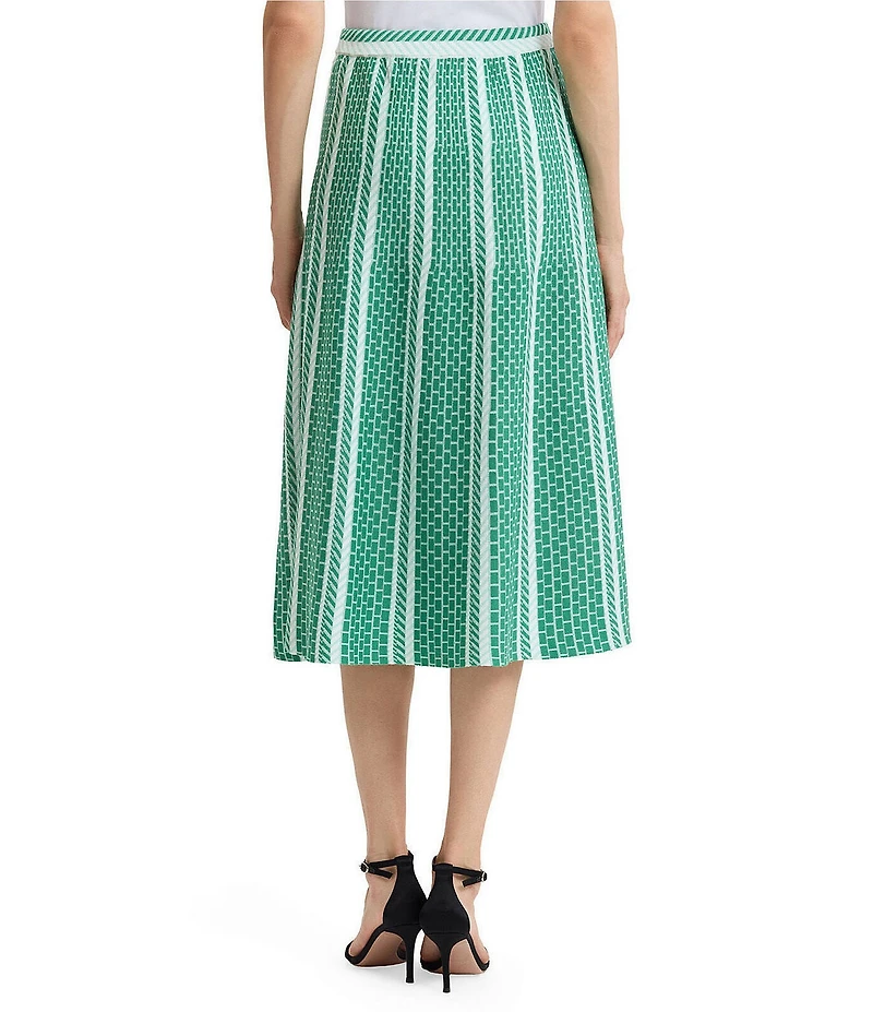 Ming Wang Coordinating Multi-Pattern Soft Knit A-Line Midi Skirt