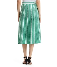 Ming Wang Coordinating Multi-Pattern Soft Knit A-Line Midi Skirt