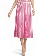 Ming Wang Coordinating Multi-Pattern Soft Knit A-Line Midi Skirt