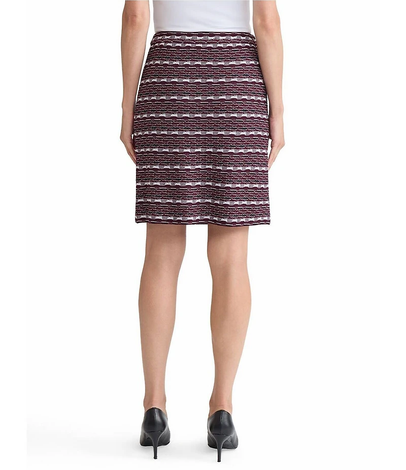 Ming Wang Multi-Stitch Jacquard Knit A-Line Skirt