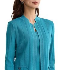 Ming Wang Multi Texture Knit Notch Collar Long Sleeve Jacket